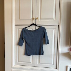 Blue Ribbed Women's Top